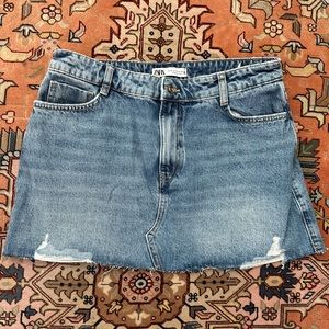 zara denim mini skirt